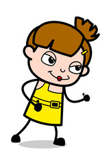 Running Pose - Cute Girl Cartoon Character Vector Illustration