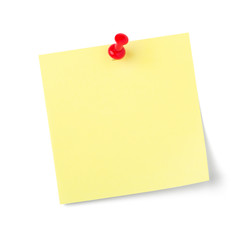 A sticky note with copy space on a white background