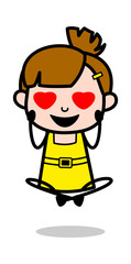 Falling in Love - Cute Girl Cartoon Character Vector Illustration