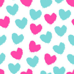 seamless pattern color painted hearts