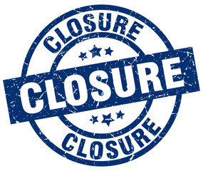 closure blue round grunge stamp