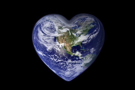 Planet earth in the shape of a heart, ecology and environment concept - Elements of this image are furnished by NASA