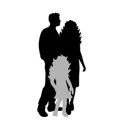 Vector silhouette of family on white background. Symbol of mother, father, daughter.