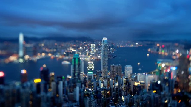Hong Kong from Victoria peak, tilt shift time lapse