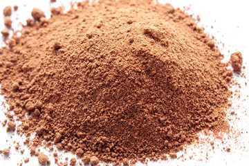 Cocoa powder isolated on white background