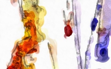 Abstract acrylic background. Watercolor texture. Psychedelic crazy art. Unusual design pattern. Warm and very bright colors.