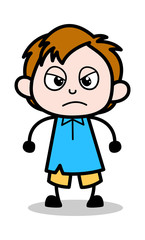 Aggressive Expression - School Boy Cartoon Character Vector Illustration