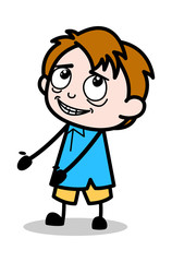 Presenting - School Boy Cartoon Character Vector Illustration