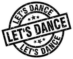 let's dance round grunge black stamp