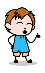 Laughing Gesture - School Boy Cartoon Character Vector Illustration