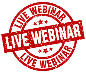 live webinar round red grunge stamp