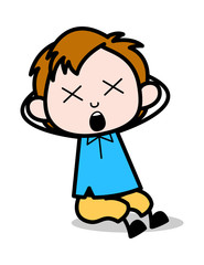  Dizziness- School Boy Cartoon Character Vector Illustration