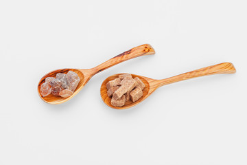 Various kinds of sugar in spoon