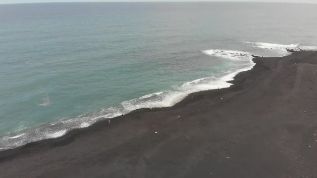 aerial of pohoiki aka Isaac Hale park, featuring new black sand beach created from lava