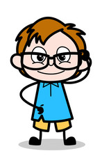 Wearing Specs - School Boy Cartoon Character Vector Illustration