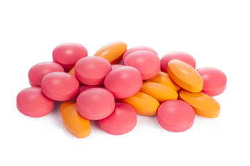 colorful pills isolated on white