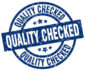 Fototapeta premium quality checked blue round grunge stamp