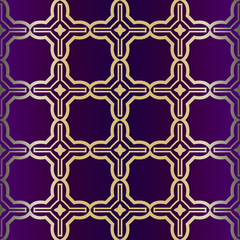 Geometric Modern Ornament. Seamless Vector Pattern. For Wallpaper, Invitation, Fashion Design. Purple gold color