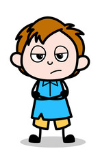 Disappoint - School Boy Cartoon Character Vector Illustration