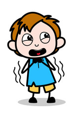 Scared - School Boy Cartoon Character Vector Illustration