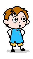 Angry Mood - School Boy Cartoon Character Vector Illustration