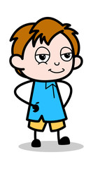 Slightly Smiling - School Boy Cartoon Character Vector Illustration