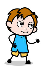 Walking Pose - School Boy Cartoon Character Vector Illustration