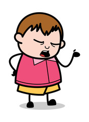 Body Gesture While Talking - Teenager Cartoon Fat Boy Vector Illustration
