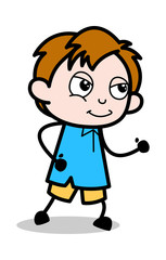 Running Pose - School Boy Cartoon Character Vector Illustration