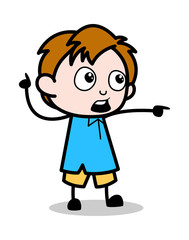 Showing Direction - School Boy Cartoon Character Vector Illustration