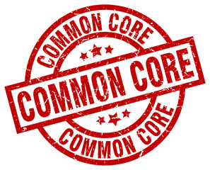 common core round red grunge stamp