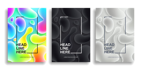 A collection of colorful liquid covers. Wavy shapes with gradient. Modern design. Eps10 vector