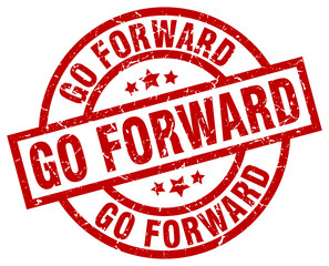 go forward round red grunge stamp