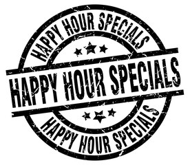 happy hour specials round grunge black stamp