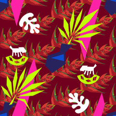 Vector Matisse inspired seamless pattern, colorful design, vector illustration