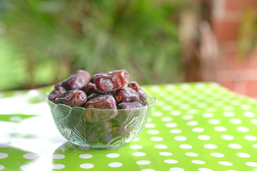Delicious bowl of raw dates