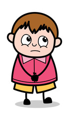 Feeling Guilt - Teenager Cartoon Fat Boy Vector Illustration