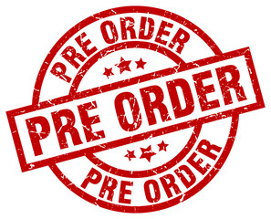 pre order round red grunge stamp