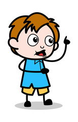 Pointing While Talking - School Boy Cartoon Character Vector Illustration