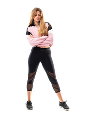 Urban Blonde Sport Woman over isolated white background