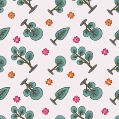 Many trees seamless pattern background