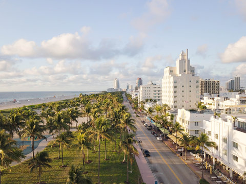 Top view of Ocean Drive. South Beach Miami