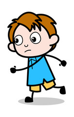 Dreaming While Running - School Boy Cartoon Character Vector Illustration