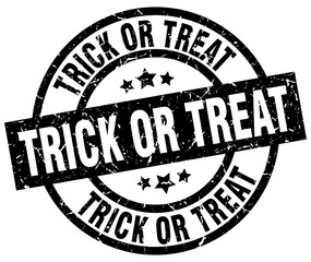 trick or treat round grunge black stamp