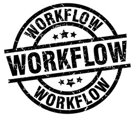 workflow round grunge black stamp
