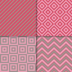 Classic geometric patterns vector set. Textile fabric prints, geometric backgrounds