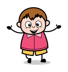 Very Happy Expression - Teenager Cartoon Fat Boy Vector Illustration