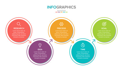 Vector infographic label template with icons. 5 options or steps. Infographics for business concept. Can be used for info graphics, flow charts, presentations, web sites, banners, printed materials.