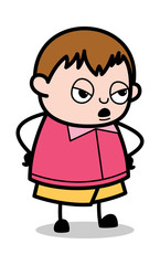Obraz premium Angry Talk - Teenager Cartoon Fat Boy Vector Illustration