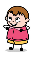 Dancing Pose - Teenager Cartoon Fat Boy Vector Illustration